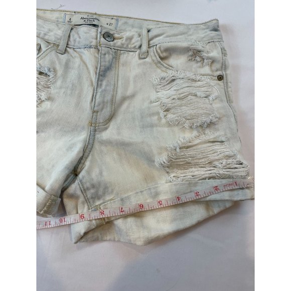 Abercrombie & Fitch Women's Boyfriend Shorts Distressed Roll Cuff Hem White W27 - Picture 6 of 9